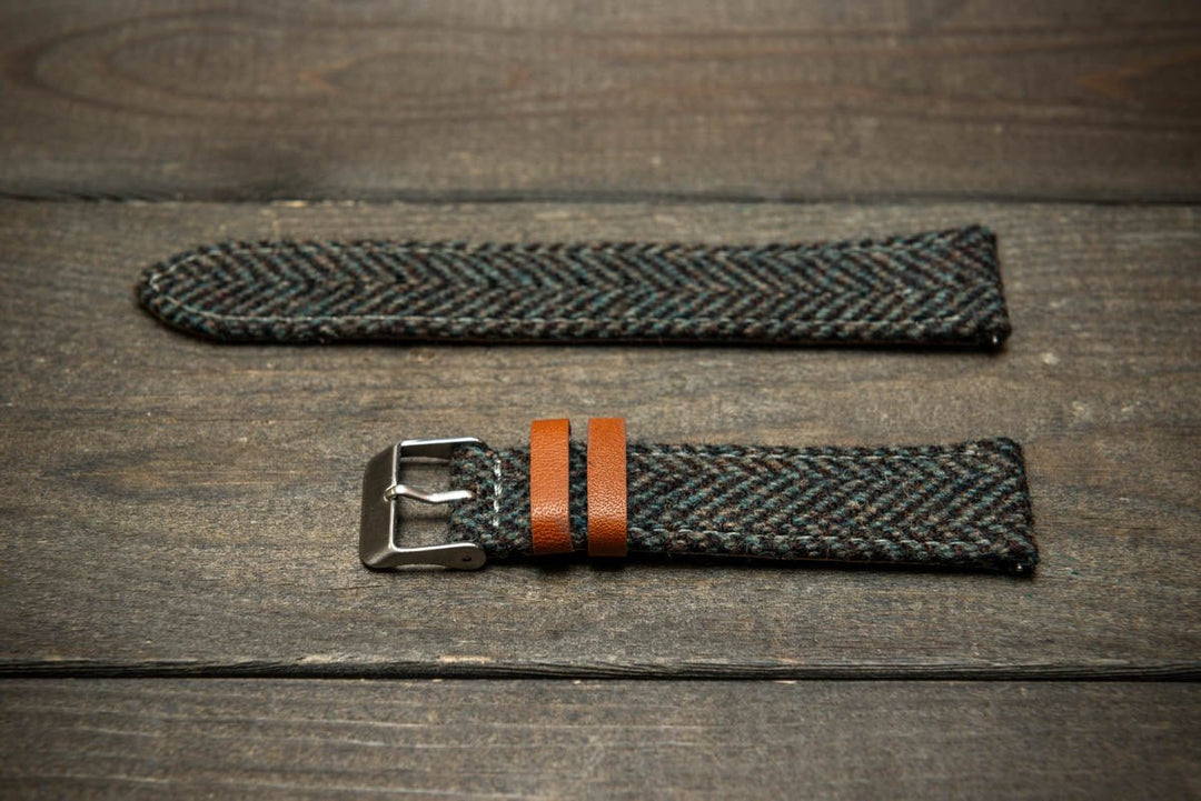 Tweed watch strap, Watch band made of HARRIS TWEED®, "Heather Glen"