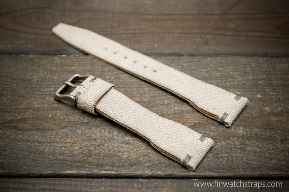 Vintage washed canvas Pilot watch strap, Aviator model, Military style tapered model 19x16mm, 20x16mm, 21x18mm, 22x18mm, 23x20mm, 24x20mm. Full customisation options. - finwatchstraps