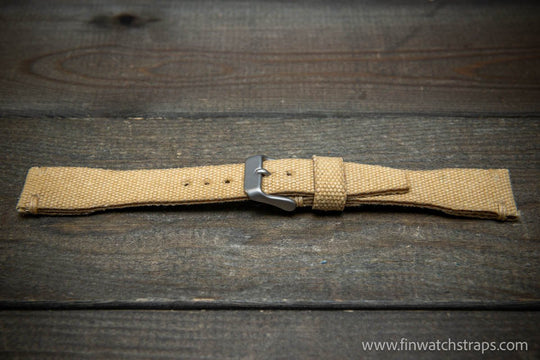 Vintage washed canvas Pilot watch strap, Aviator model, Military style tapered model 19x16mm, 20x16mm, 21x18mm, 22x18mm, 23x20mm, 24x20mm. Full customisation options. - finwatchstraps