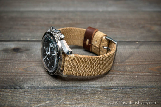 Vintage washed canvas watch strap, handmade to order, full customisation options.