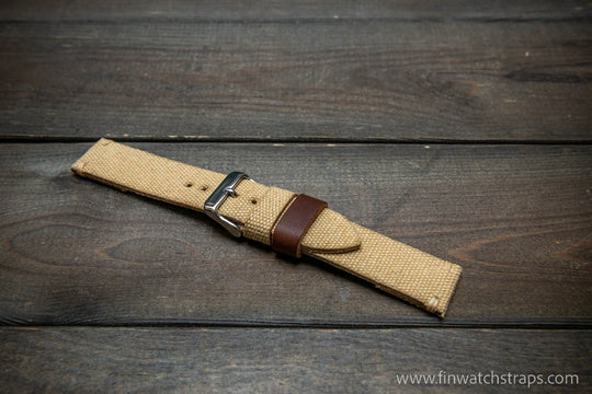 Vintage washed canvas watch strap, handmade to order, full customisation options