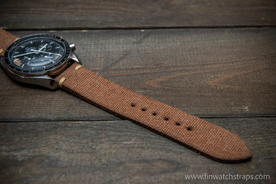 Vintage washed canvas watch strap, handmade to order, full customisation options.
