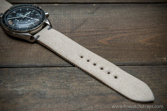 Vintage washed canvas watch strap, handmade to order, full customisation options.
