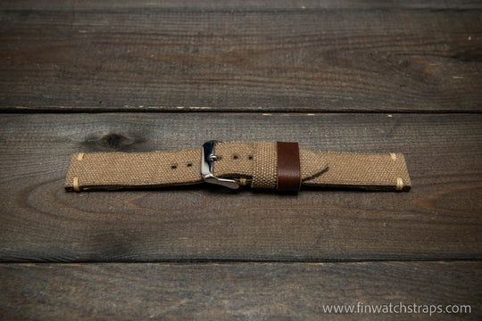 Vintage washed canvas watch strap, handmade to order, full customisation options.