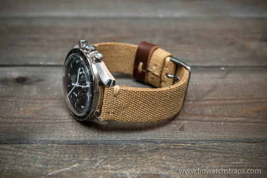 Vintage washed canvas watch strap, handmade to order, full customisation options.
