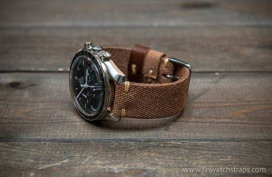 Vintage washed canvas watch strap, handmade to order, full customisation options.